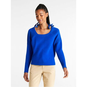 Abercrombie & Fitch Blue Knit Tie Cutout Back Sweater
